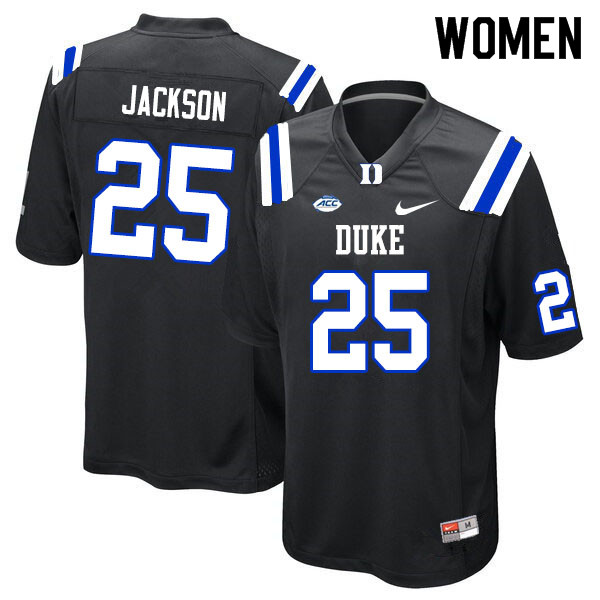 Women #25 Deon Jackson Duke Blue Devils College Football Jerseys Sale-Black - Click Image to Close